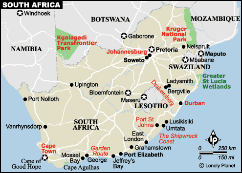 güney afrika haritası